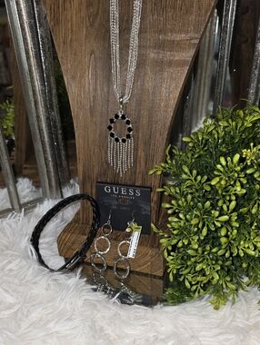 NWT Calvin Klein/GUESS Silver-Tone Multi-Strand Necklace Ensemble